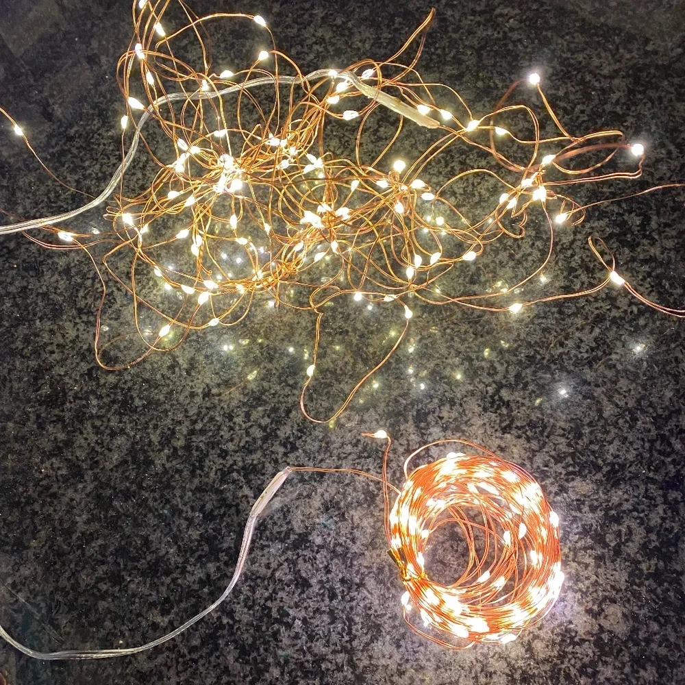33’ long 100 bulb warm light LED USB string lights Copper wire Twinkle lights